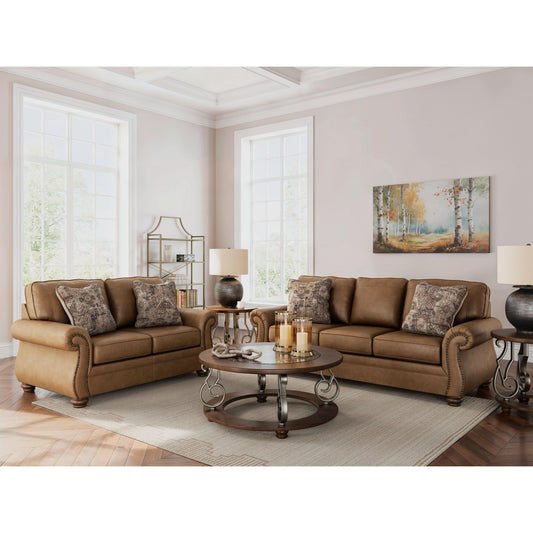 EMBER 2-SEATER + 3-SEATER FAUX LEATHER LOUNGE SET BROWN - MyChocolateWood