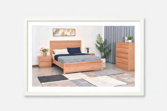 Jonfu Messmate Timber 4-Piece Bedroom Suite: 1 King Bed, 1 Tallboy & 2xBedside Tables