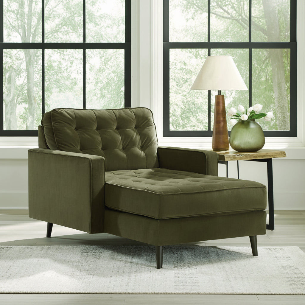 Flavia Fabric 1 seater Chaise - Green Velvet