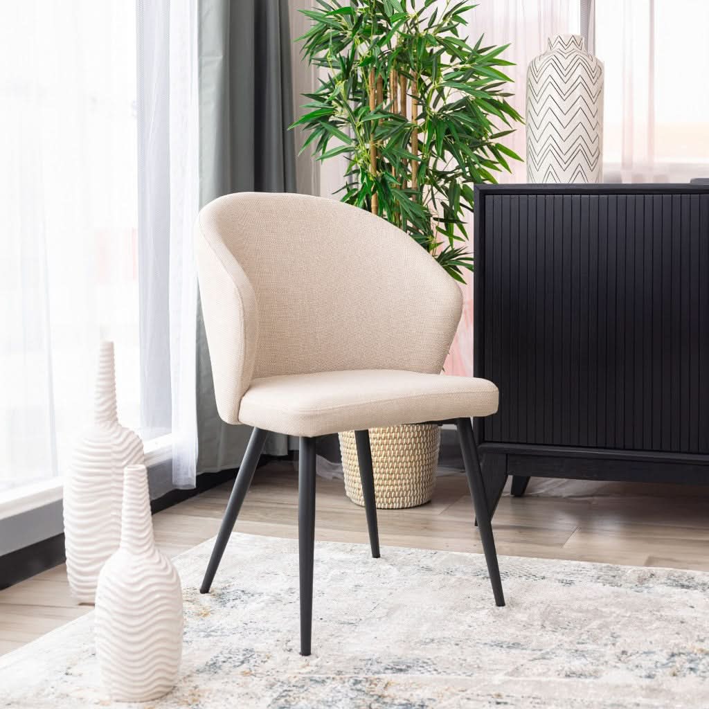 DARLA HAMPTON FABRIC DINING CHAIR BEIGE - MyChocolateWood