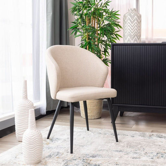 DARLA HAMPTON FABRIC DINING CHAIR BEIGE - MyChocolateWood
