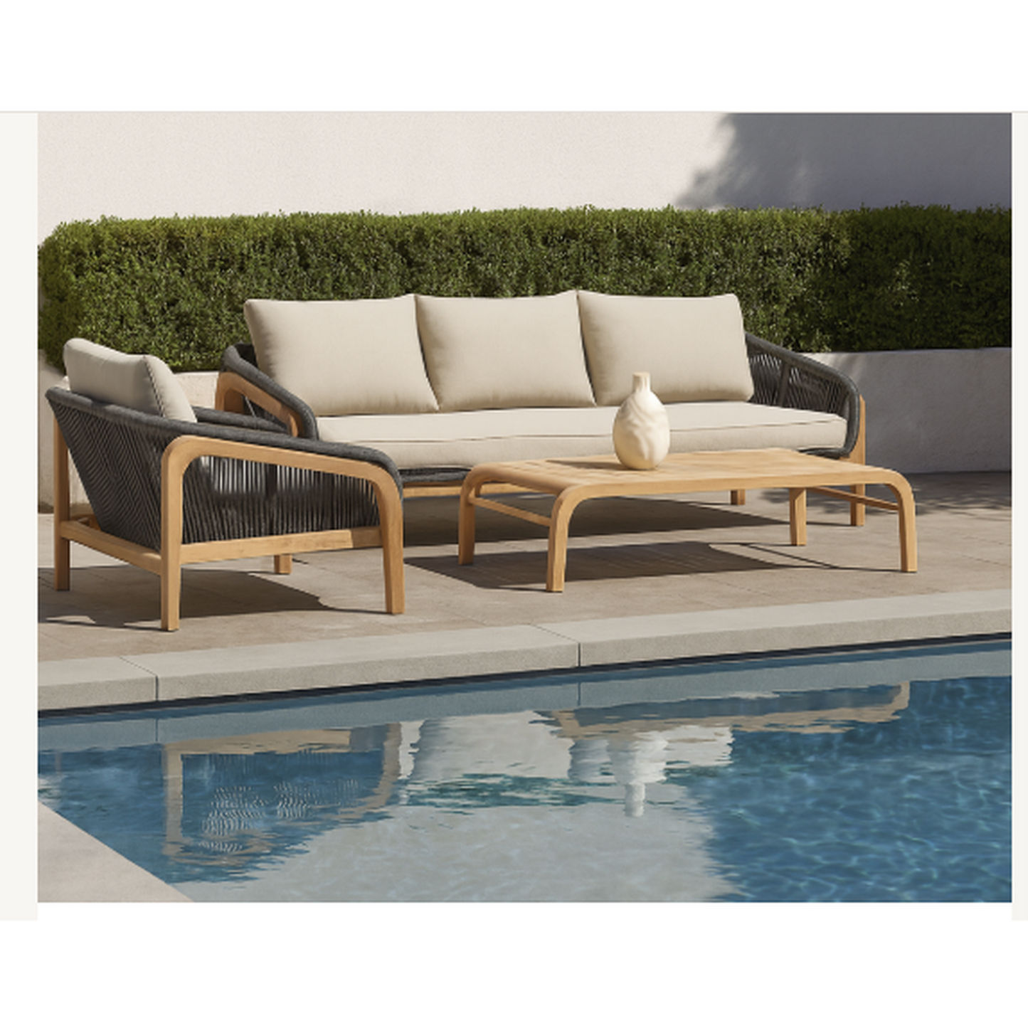 Carrera Acacia Wood & Rope 3-Seater Outdoor Sofa
