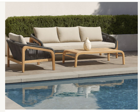 Carrera Acacia Wood & Rope 3-Seater Outdoor Sofa