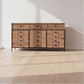 BASIL RECLAIMED OAK & IRON SIDEBOARD BUFFET 3 DRAWERS 3 DOORS LIGHT NATURAL - MyChocolateWood