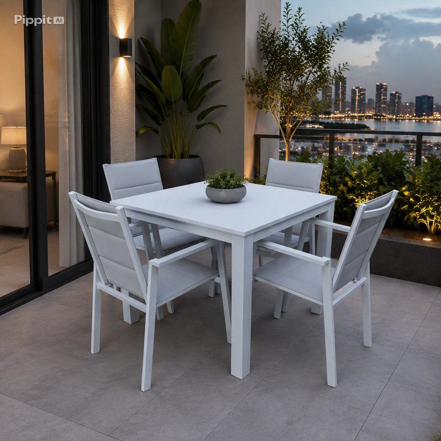 Finnigan 5 pce. Outdoor Aluminium Dining Set in White/Grey