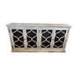 Reina Greywashed Recycled Timber 4-Door Buffet with Heritage Metal Panels - Chocolate Wood