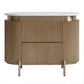 Deneuve Bedside Table in Antique Gold with Carrara Marble Top - Chocolate Wood