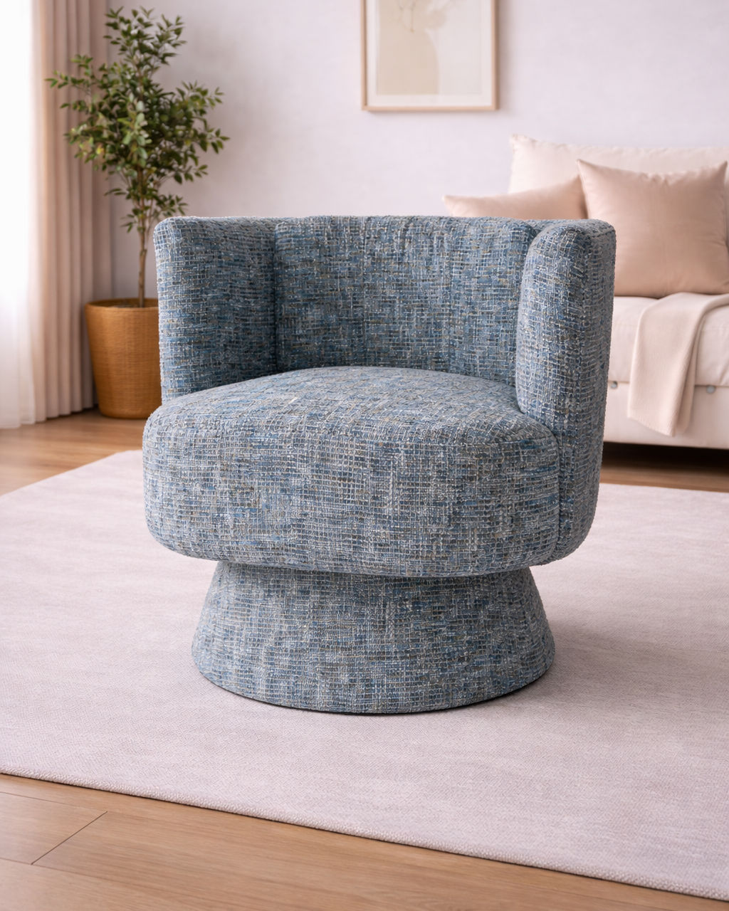 JODIE GREY FABRIC SWIVEL CHAIR LOUNGE CHAIR ACCENT CHAIR -