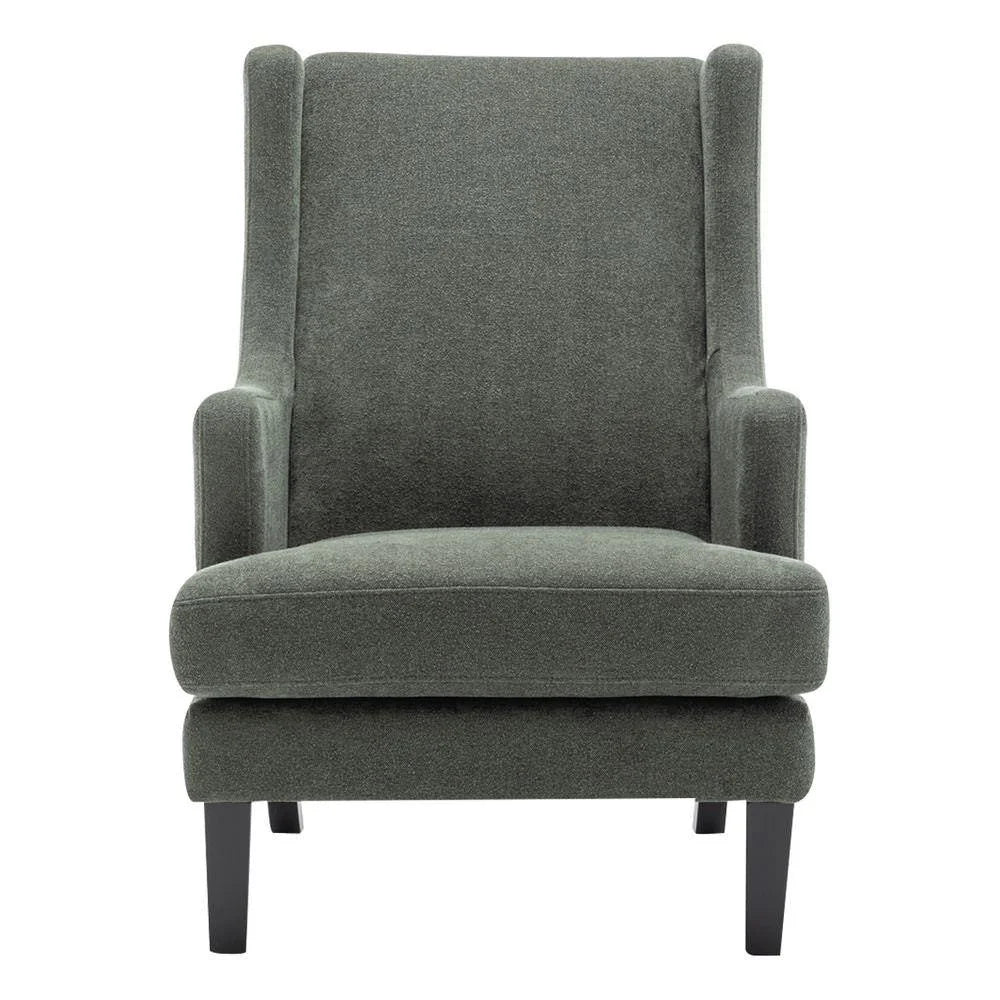 SILAS WINTER MOSS CHENILLE WING BACK ARMCHAIR/OCCASIONAL CHAIR - MyChocolateWood