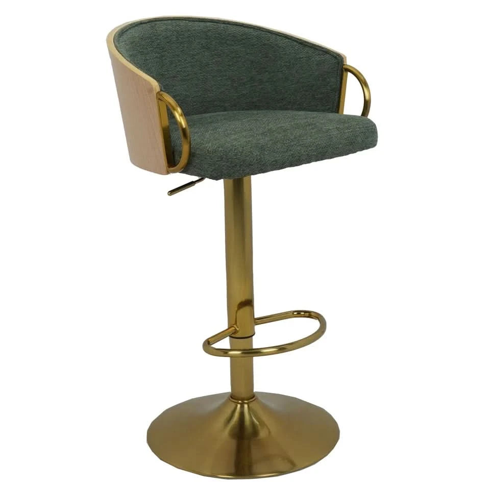 Cilla Gas Lift Swivel Bar Stool Verdant Green with Gold Accents