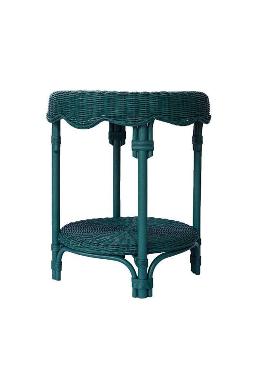WENGLOR FOREST GREEN RATTAN SIDETABLE - MyChocolateWood