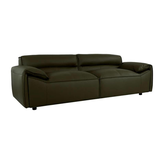 SPARKLER LEATHER 3-SEATER + 2-SEATER LEATHER SOFA OLIVE GREEN LOUNGE SET