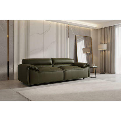 SPARKLER LEATHER 3-SEATER LEATHER SOFA OLIVE - MyChocolateWood