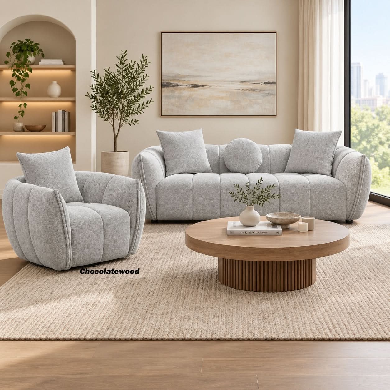 Greer Fabric 3-Seater Sofa Cloud