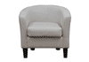 LEOPOLD  SOLID TIMBER/FABRIC TUB CHAIR LOUNGE CHAIR ACCENT CHAIR GREY - MyChocolateWood