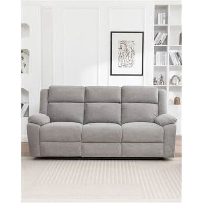 ALLOA FABRIC 3-SEATER ELECTRIC RECLINER SOFA GREY - MyChocolateWood