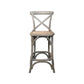 EMERSON CROSS BACK BAR STOOL WITH RATTAN SEAT GREY- 65CM SEAT HEIGHT - MyChocolateWood