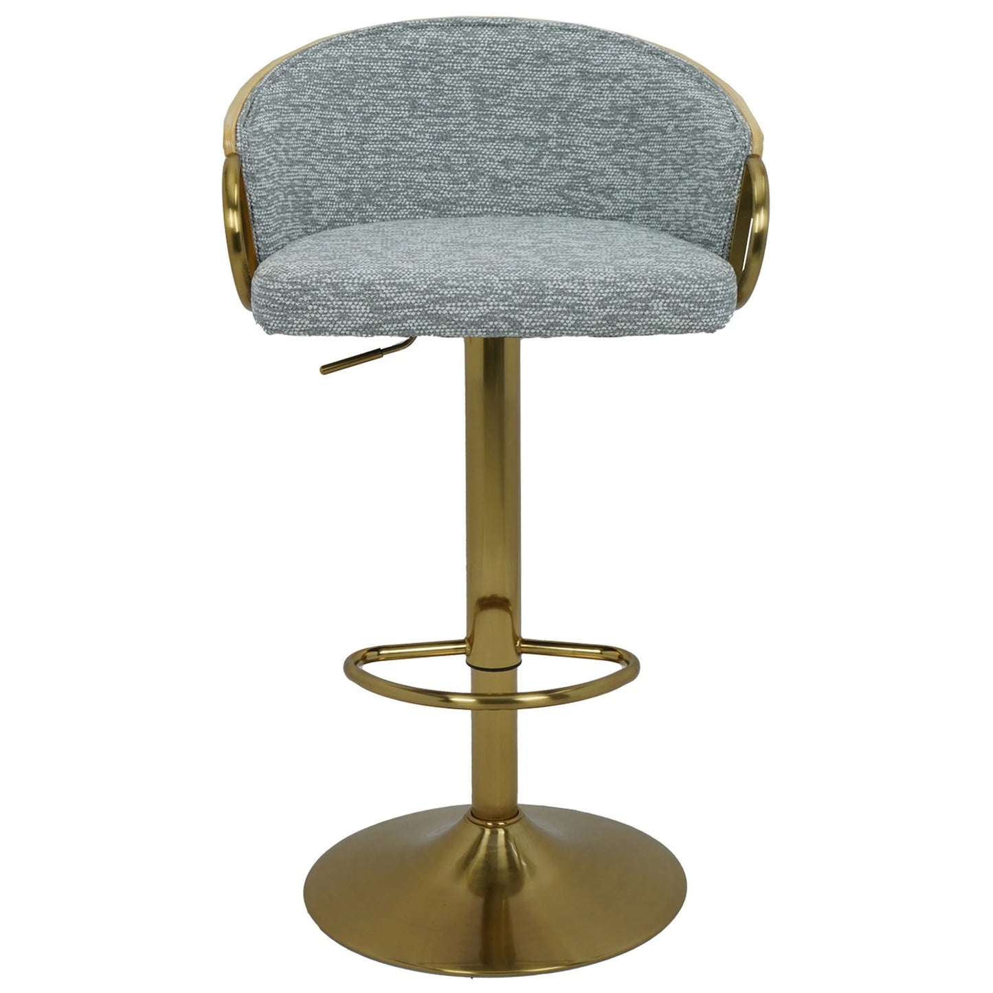 Cilla Gas Lift Swivel Bar Stool Grey with Gold Accents