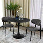 Alberge Round Marble-Look Glass Top Dining Table 90cm in Dark Grey / Black - Chocolate Wood