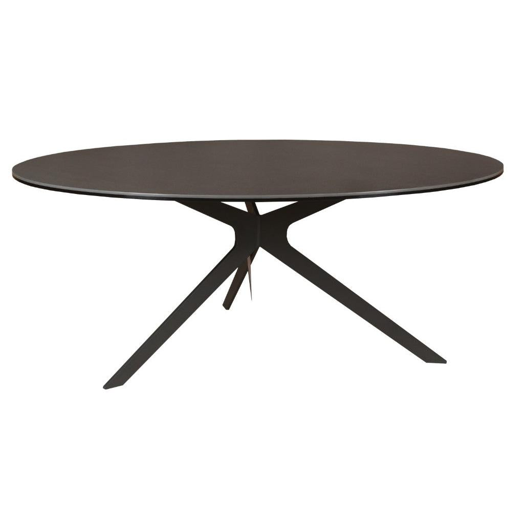 FLICKER CERAMIC GLASS COFFEE TABLE DARK GREY 90CM - MyChocolateWood