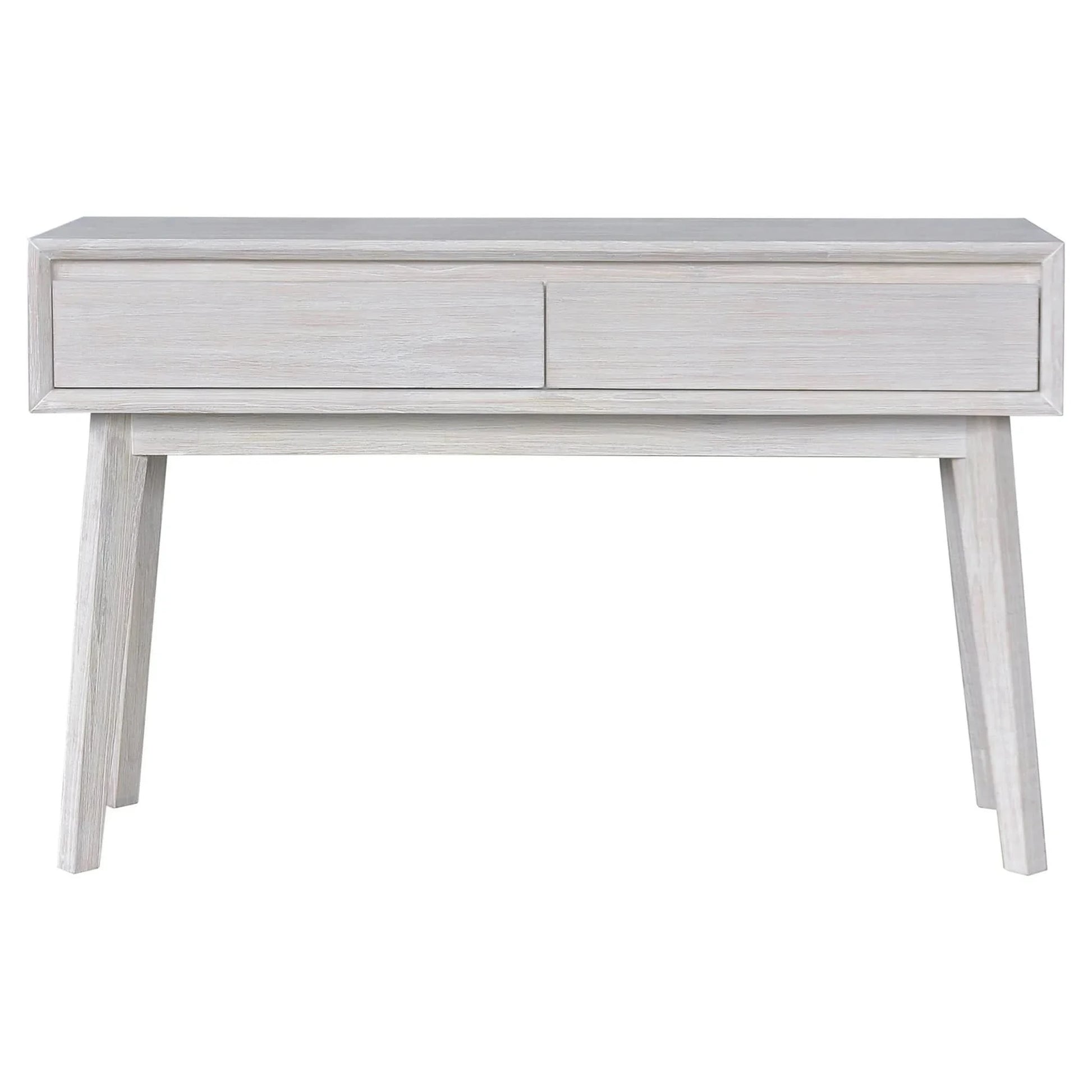 Halifax Solid Acacia 2-Drawer Console Table / Hall Table in Brushed White