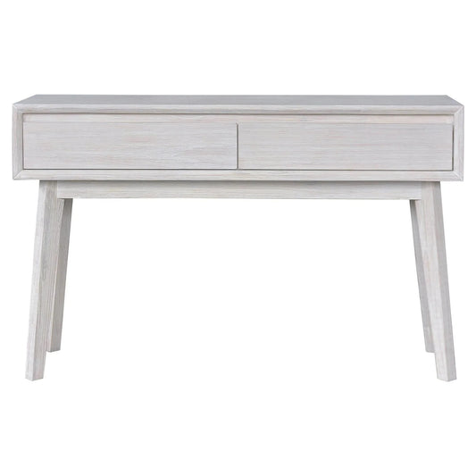 Halifax Solid Acacia 2-Drawer Console Table / Hall Table in Brushed White