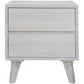 Halifax Solid Acacia 2-Drawer Bedside Table in Brushed White