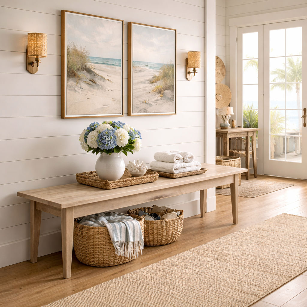 HAMPTON GREYWASHED OAK DINING BENCH 113CM - MyChocolateWood
