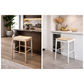 Brynn Backless Kitchen Stool with Rope Seat in White - Chocolate Wood