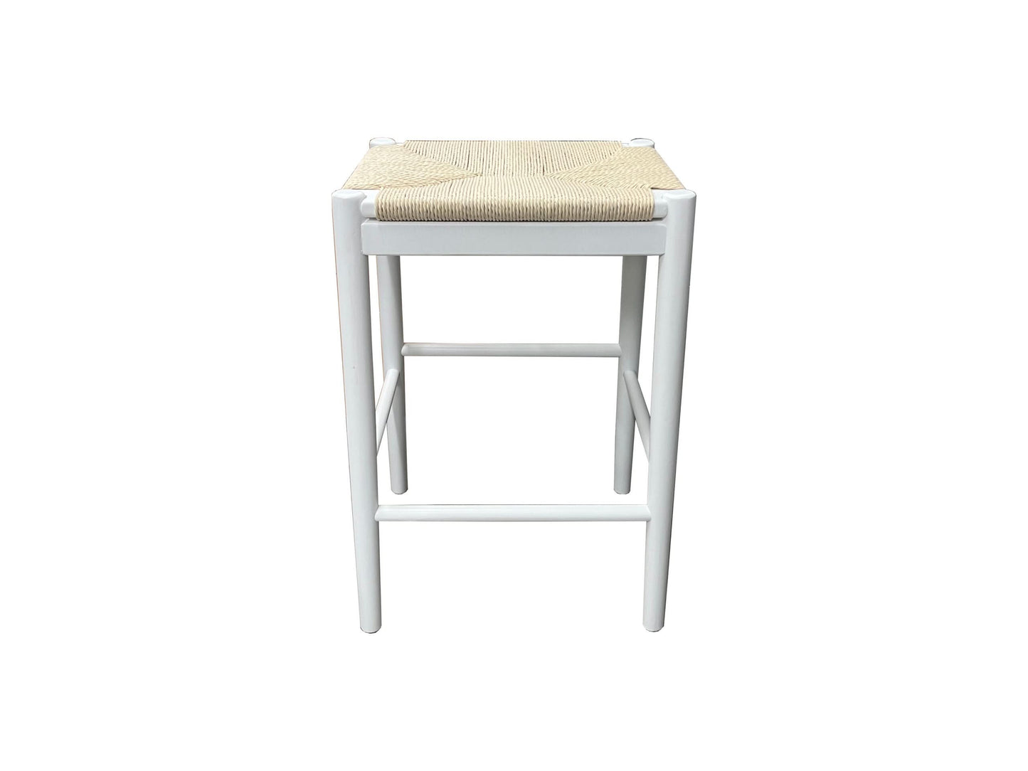 BRYNN BACKLESS KITCHEN STOOL WITH ROPE SEAT -66CM SEAT HEIGHT WHITE - MyChocolateWood