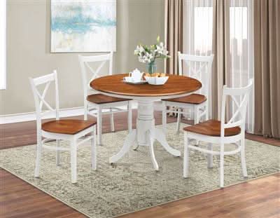 SURREY RUBBERWOOD ROUND TABLE BURNISHED OAK/WHITE 106.6CM - MyChocolateWood