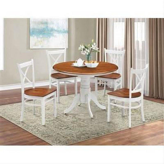 SURREY RUBBERWOOD ROUND TABLE BURNISHED OAK/WHITE 106.6CM - MyChocolateWood