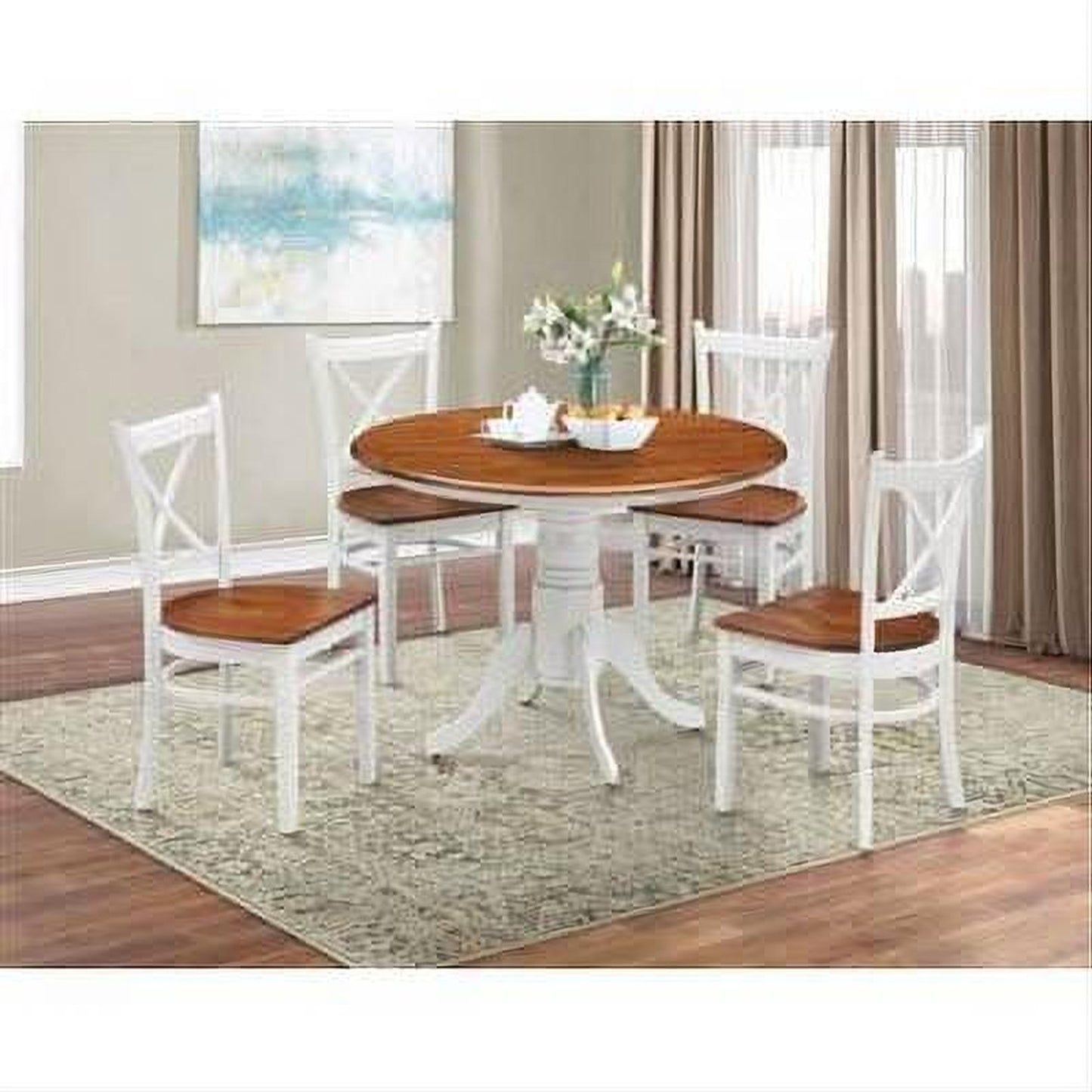 SURREY RUBBERWOOD ROUND TABLE BURNISHED OAK/WHITE 106.6CM