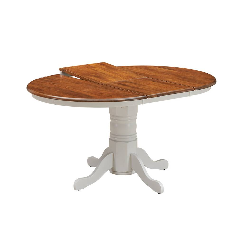 SURREY SOLID RUBBERWOOD OVAL EXTENSION DINING TABLE BURNISHED OAK/WHITE 106.6-150CM - MyChocolateWood