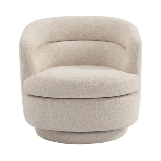 BRYNN  SWIVEL BOUCLE ARMCHAIR WHITE - MyChocolateWood