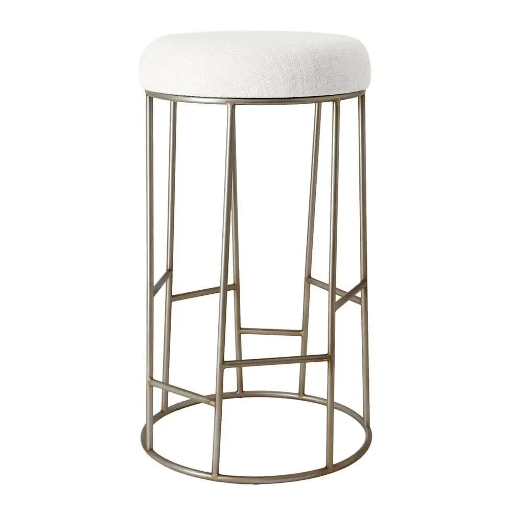 JACE GOLD STEEL BAR STOOL - NATURAL LINEN - MyChocolateWood
