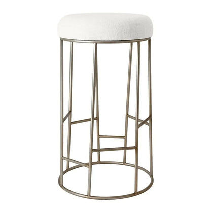 JACE GOLD STEEL BAR STOOL - NATURAL LINEN - MyChocolateWood