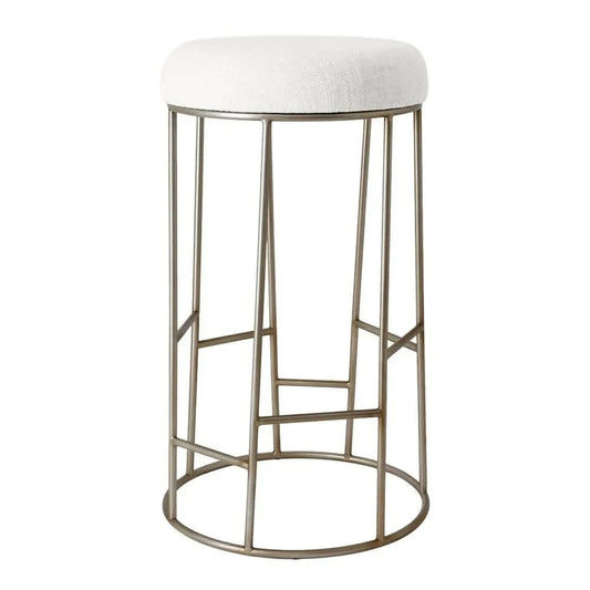 JACE GOLD STEEL BAR STOOL - NATURAL LINEN - MyChocolateWood