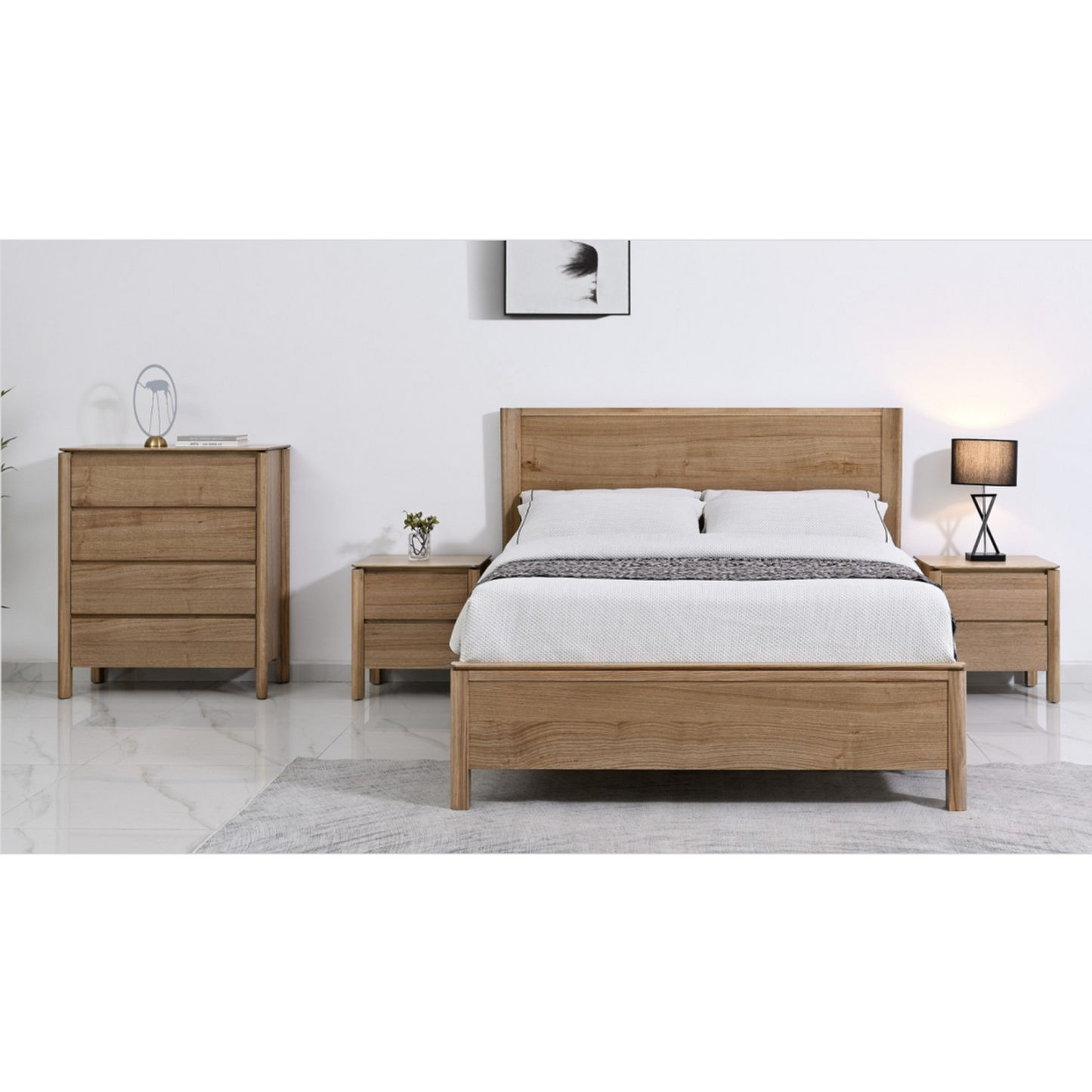 Jinetta Solid Messmate Timber Queen Bed in Light Smoke