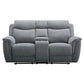 Kallea Fabric 2-Seater Manual Recliner Sofa - Steel - Chocolate Wood
