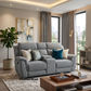 Kallea Fabric 2-Seater Manual Recliner Sofa - Steel - Chocolate Wood