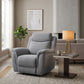 Kallea Fabric 1-Seater Manual Recliner Armchair - Steel - Chocolate Wood