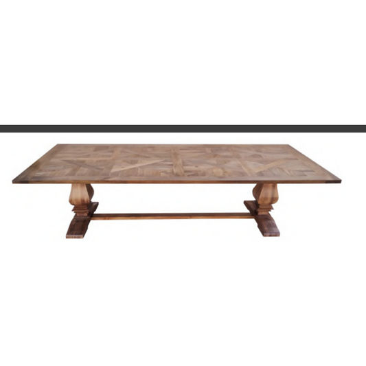 KAVALA MANGO WOOD PARQUETRY DINING TABLE AMERICAN OAK COLOUR 300CM GRAND SIZE - MyChocolateWood
