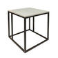 VINTRY SIDE TABLE/LAMP TABLE - WHITE MARBLE TOP ON BLACK BASE