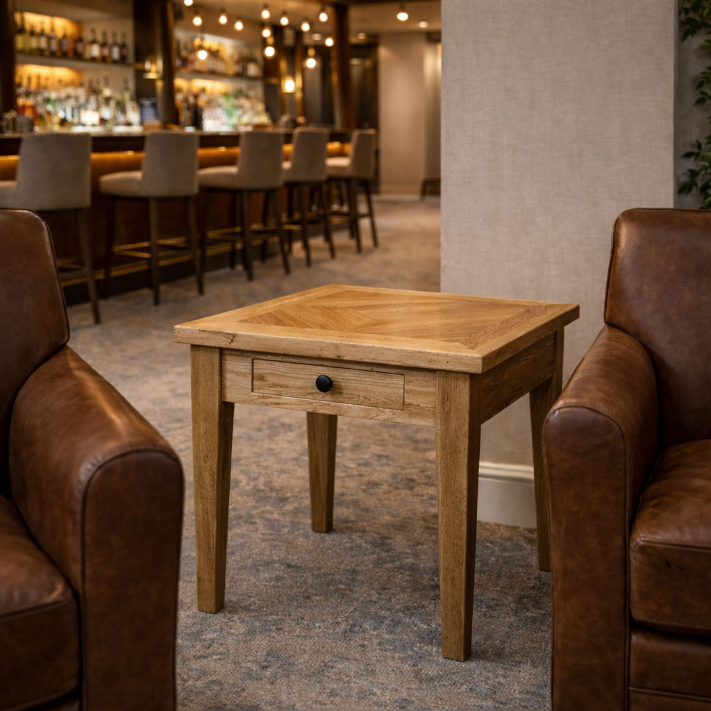 DUTCHY FRENCH PROVINCIAL STYLE  SIDE TABLE/LAMP TABLE 1 DRAWER WITH PARQUETRY PATTERN 55 CM - MyChocolateWood