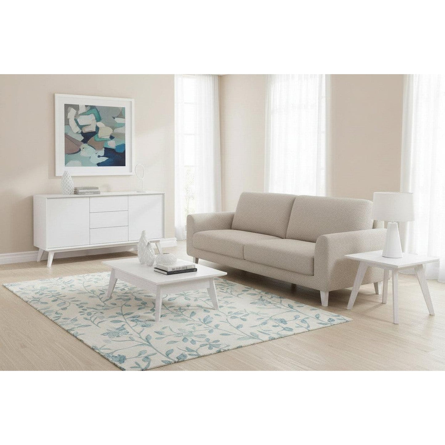 Halifax Solid Acacia Lamp Table / Side Table in Brushed White