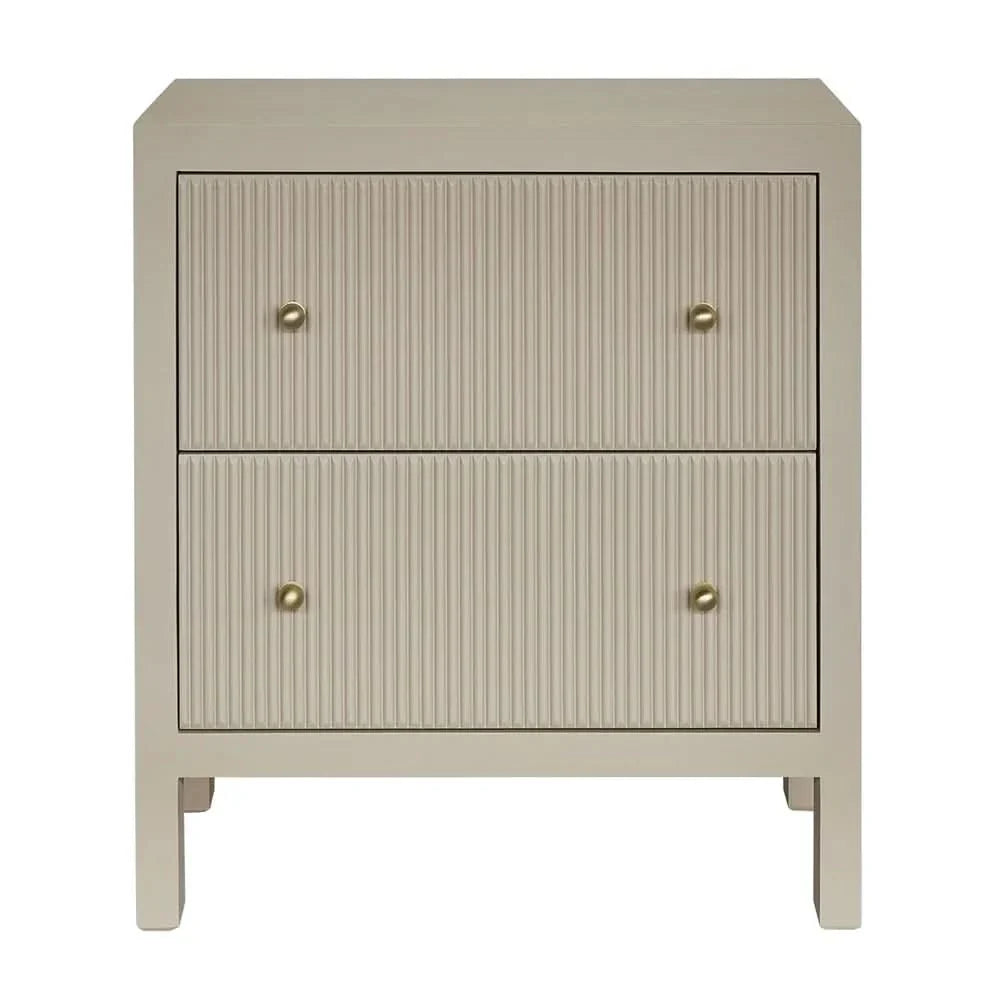 Jayla Large 2-Drawer Bedside Table in Beige - Chocolate Wood