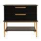 MORETTI 2-DRAWER BEDSIDE TABLE SATIN BLACK/GOLD LARGE - MyChocolateWood