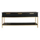 MORETTI 3-DRAWER CONSOLE TABLE/HALL TABLE SATIN BLACK  & GOLD LARGE - MyChocolateWood