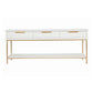 MORETTI 3-DRAWER CONSOLE TABLE/HALL TABLE SATIN WHITE  & GOLD LARGE - MyChocolateWood